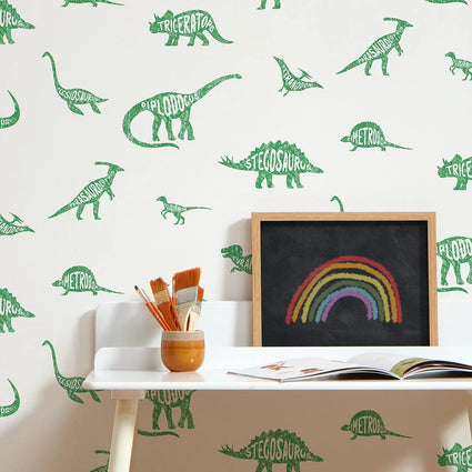 Dino Childrens Wallpaper in Green