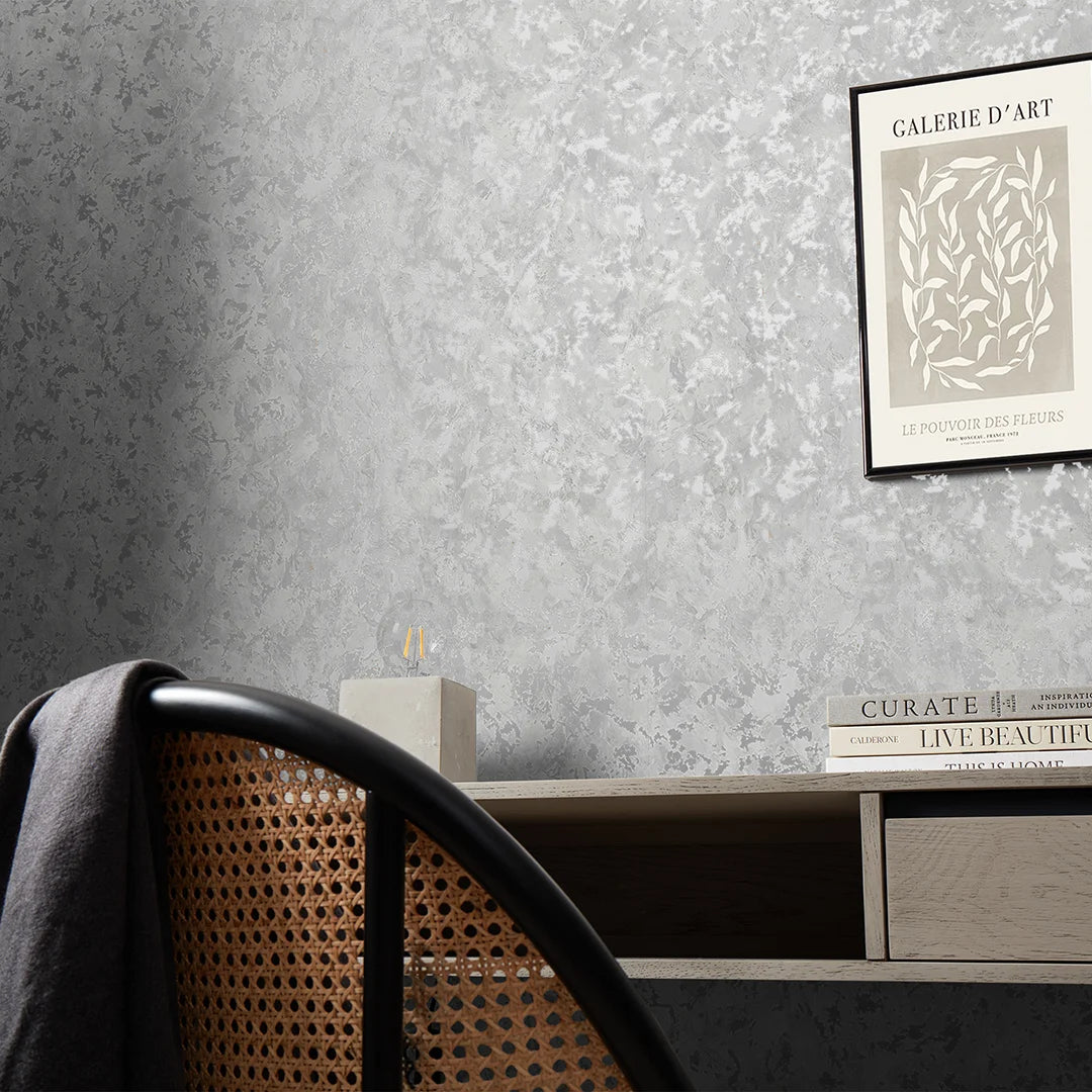 Element Industrial Metallic Wallpaper in Silver