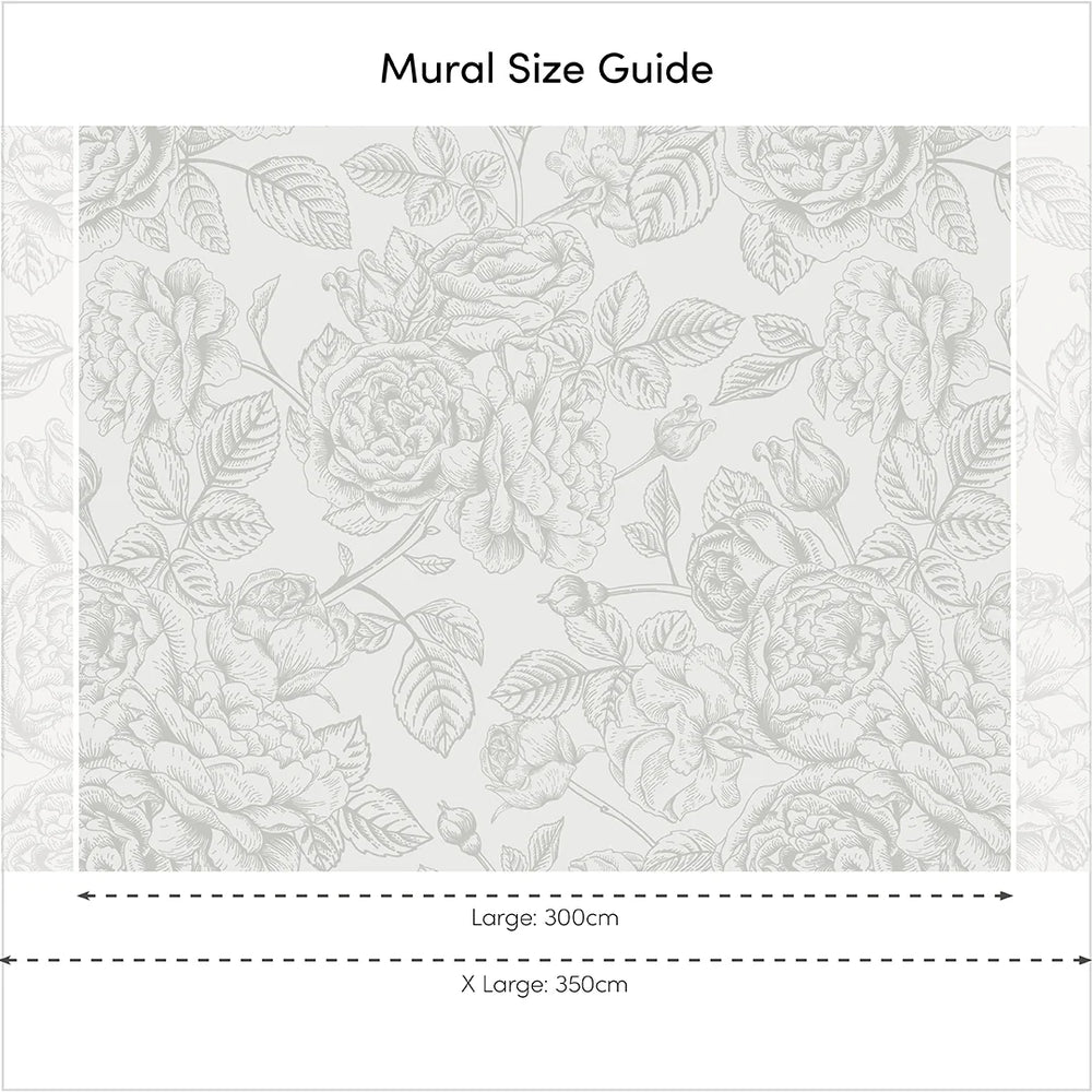 Gentle Roses Full Wall Mural in Grey – I Love Wallpaper