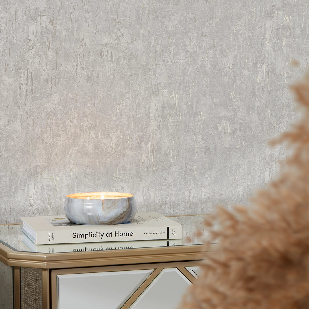 Howson Wallpaper in Soft Grey and Gold