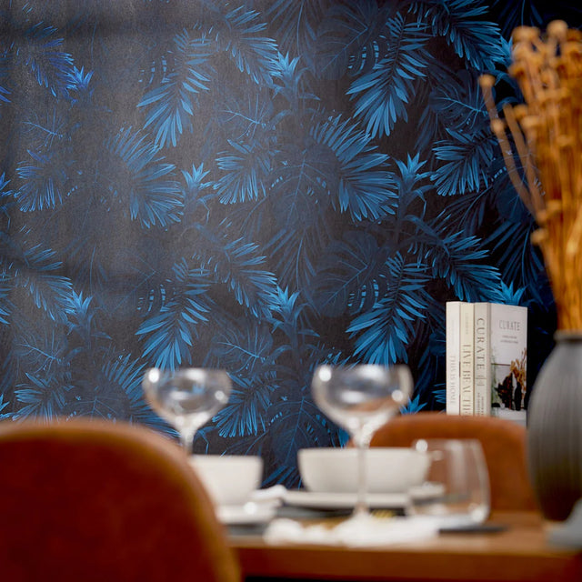 Midnight Tropics Wallpaper in Navy