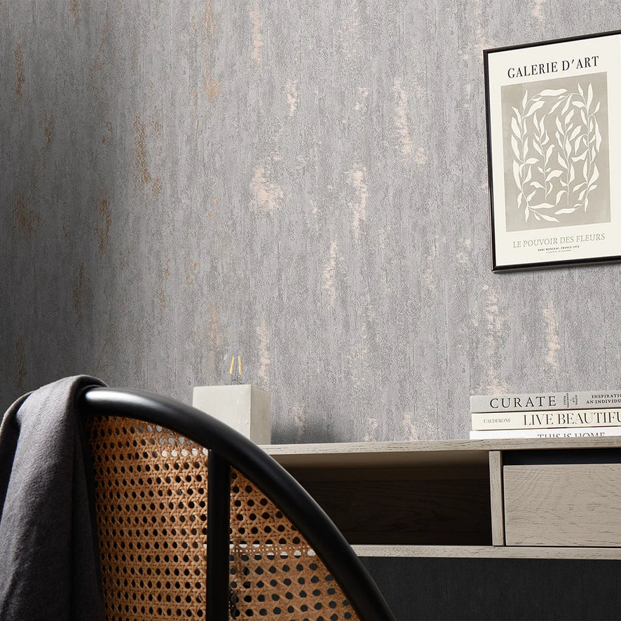 Manhattan Modern Wallpaper in Charcoal and Rose