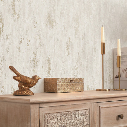 Manhattan Modern Wallpaper in Ivory and Gold