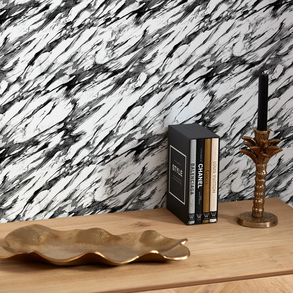Modern Marble Wallpaper in Black and White