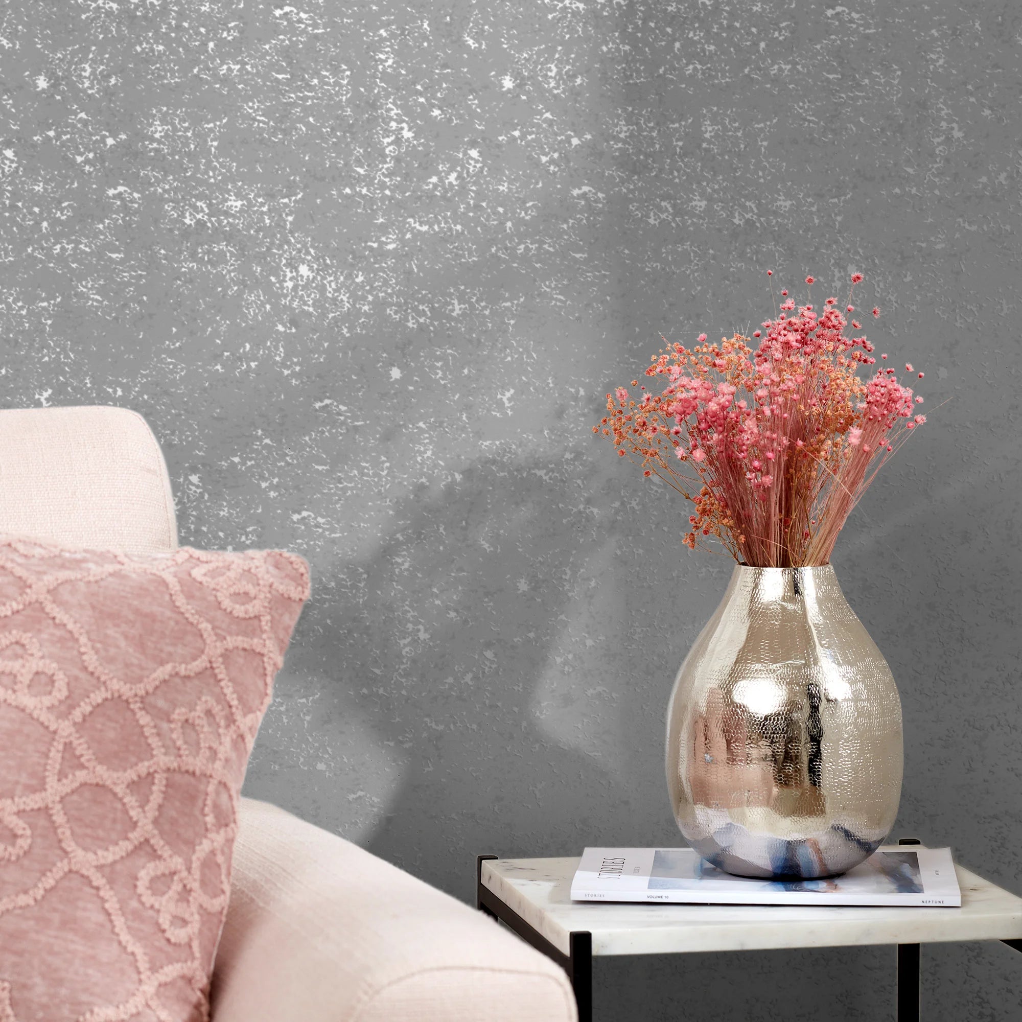 Geometric Trellis Rose Gold Metallic Foil Wallpaper Shimmer Fine Decor  Platinum | Fruugo IE