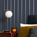 Stripe Panel Wallpaper in Navy and Gold