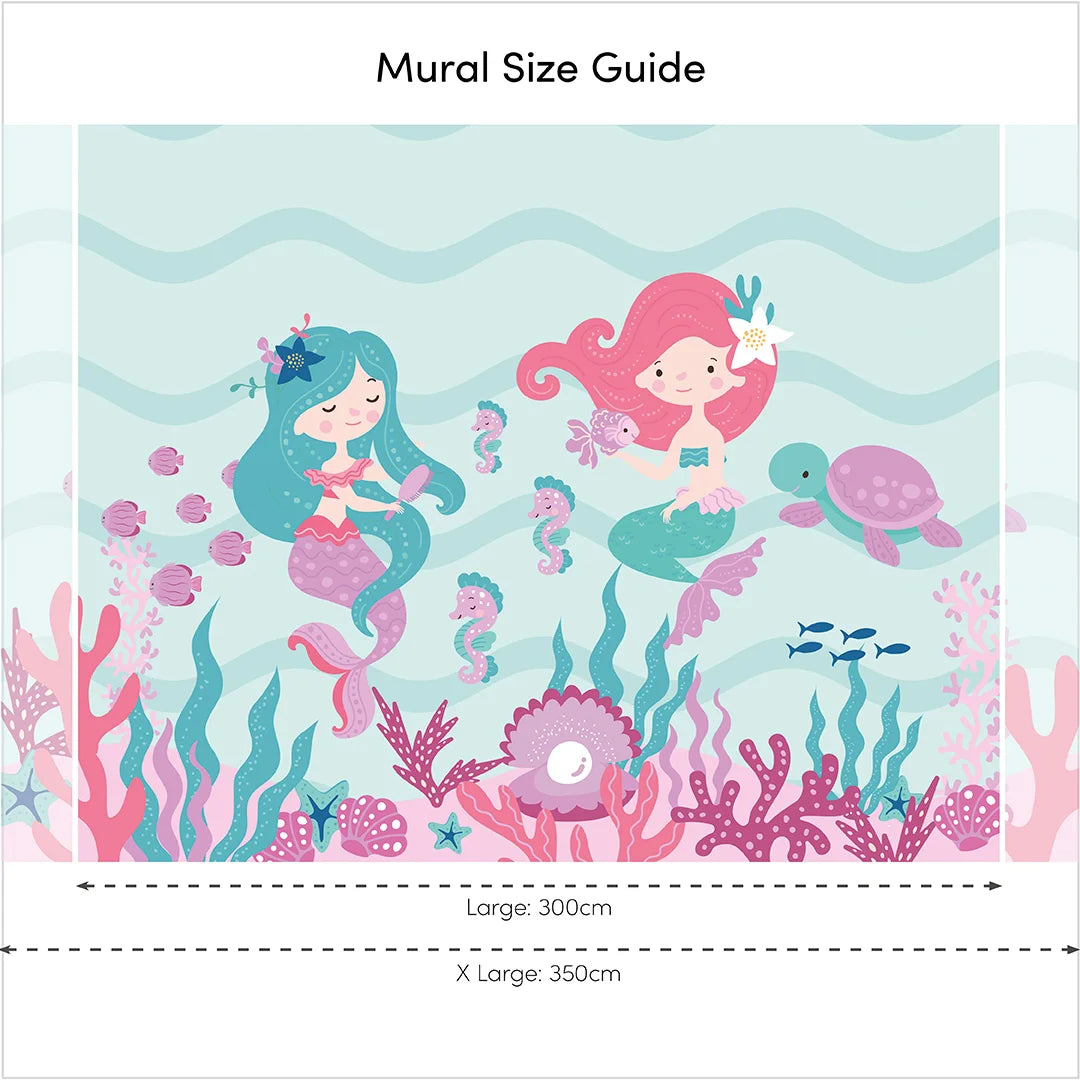 The Magical Mermaids Mural in Pink and Teal