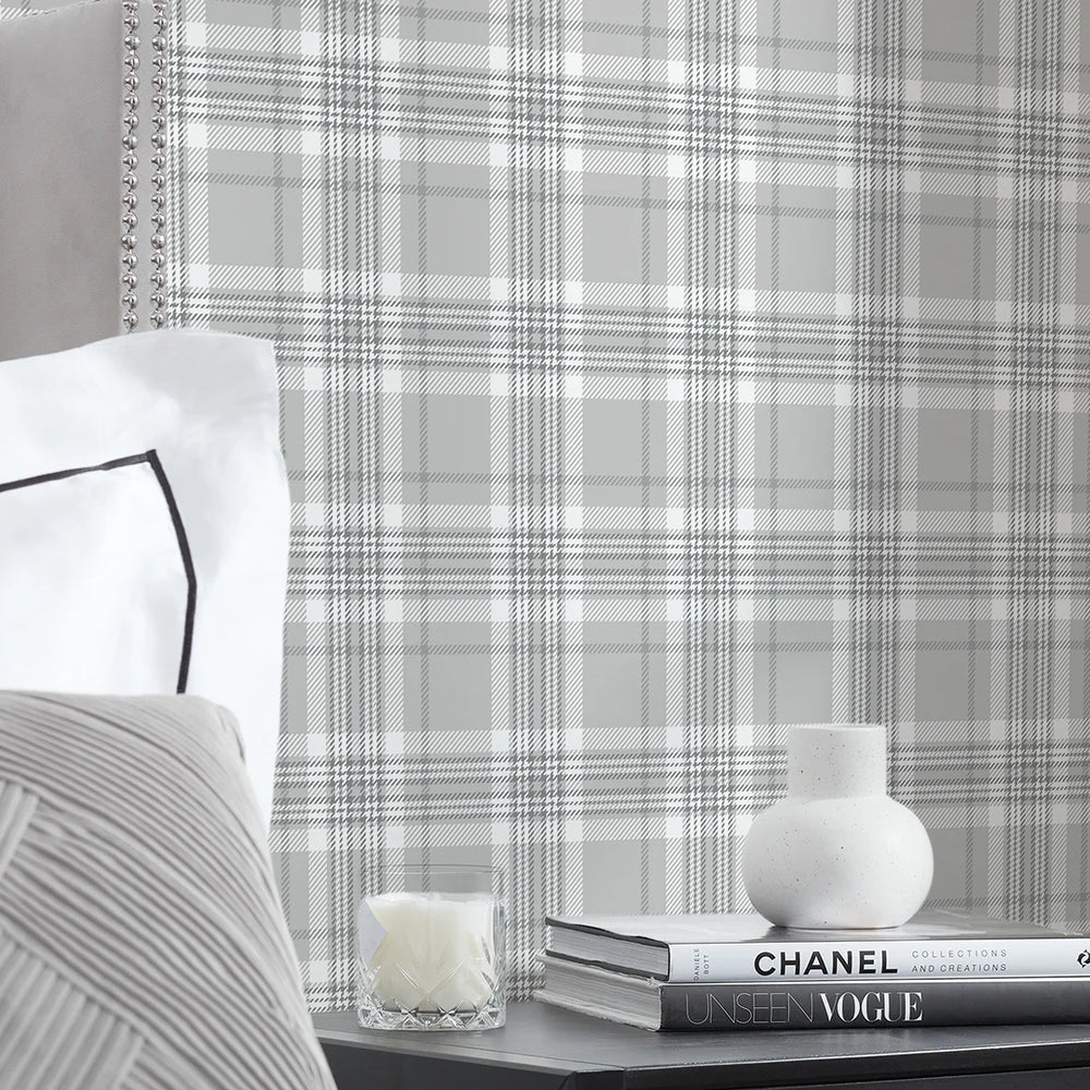 Traditional Check Traditional Check Wallpaper in Grey – I Love Wallpaper