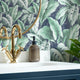 Tropicana Floral Leaf Wallpaper in Navy