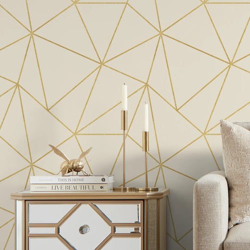 Zara Wallpaper in Cream and Gold