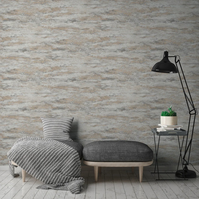 Metallic Drift Wallpaper in Grey and Gold