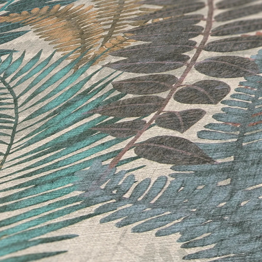 Fern Foliage Wallpaper in Multicolour on Beige