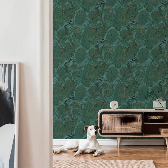 Exotic Oasis Wallpaper in Teal