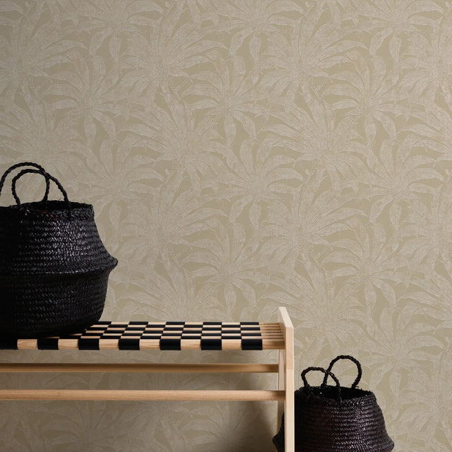 Gentle Palms Wallpaper in Beige