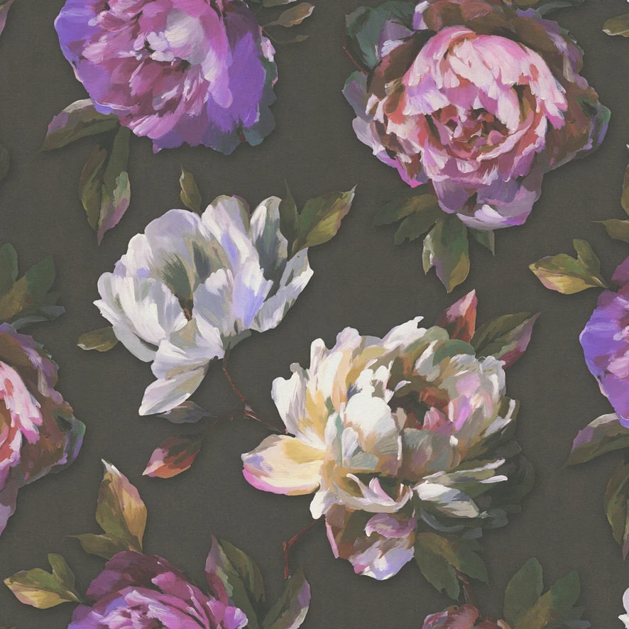 Painted Peonies Wallpaper in Multicolour