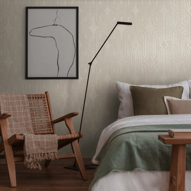 Woven Deco Wallpaper in Beige