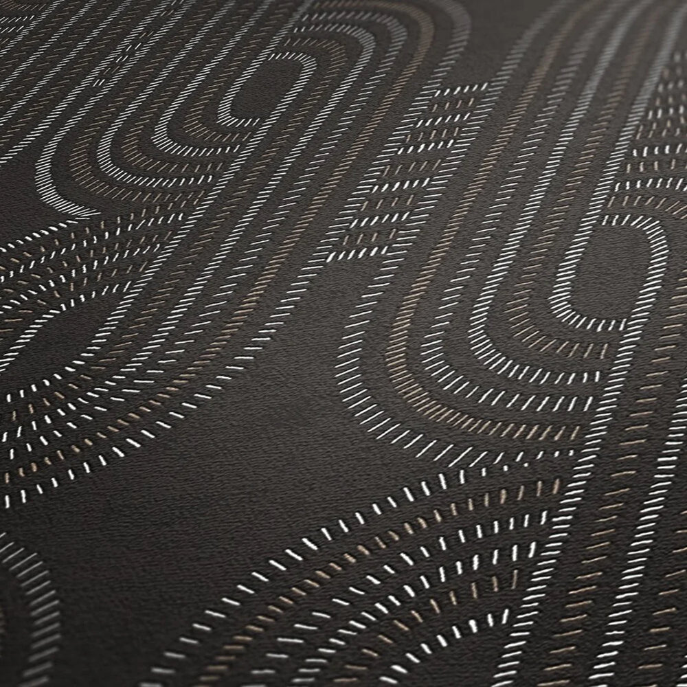 Woven Deco Wallpaper in Charcoal