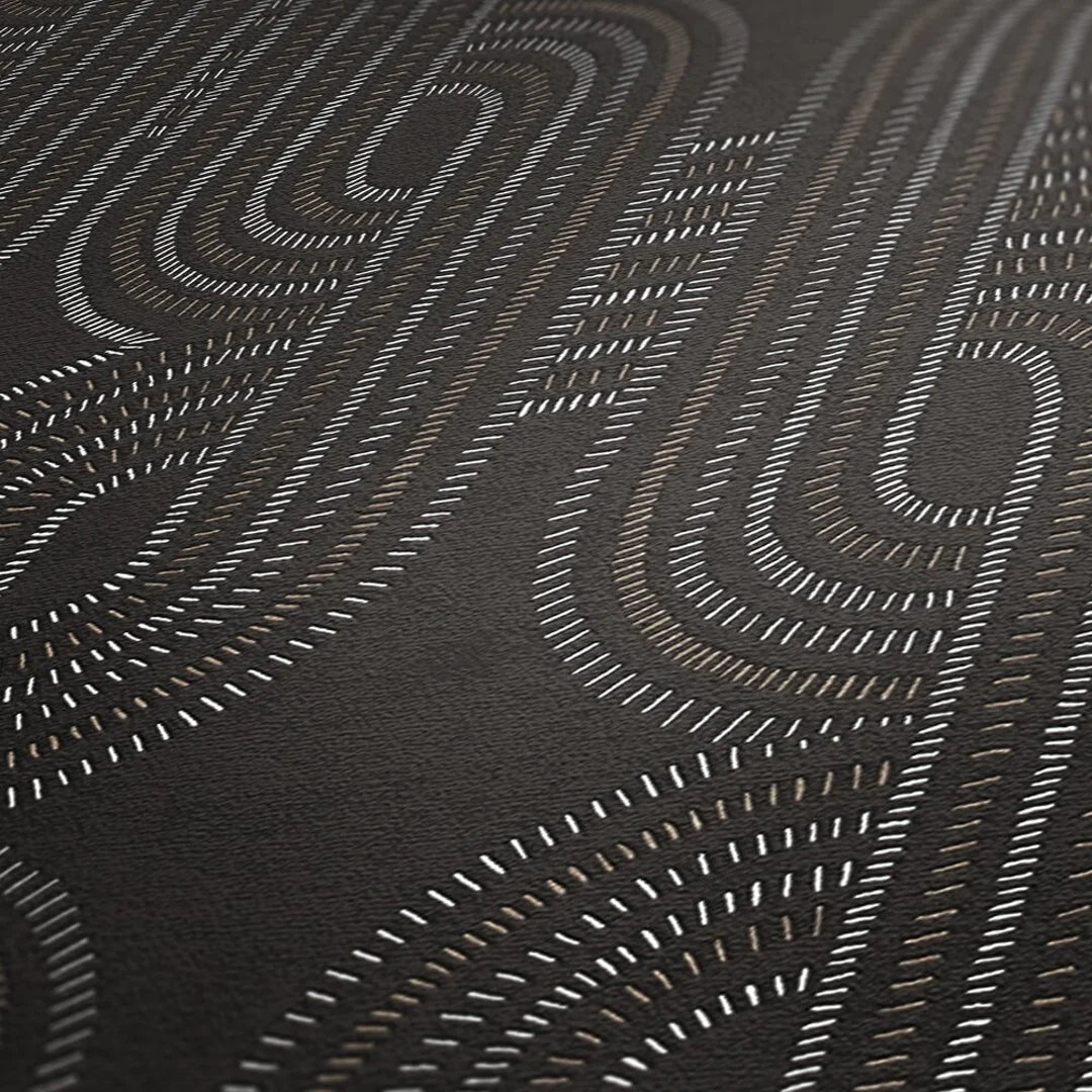 Woven Deco Wallpaper in Charcoal