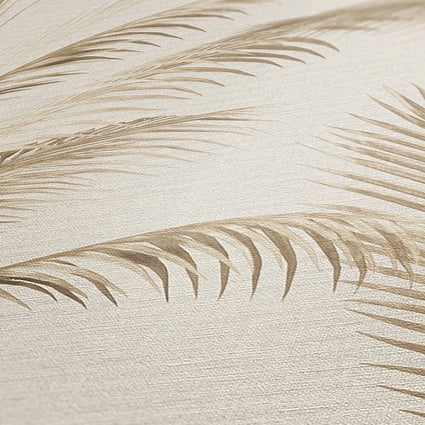 Metallic Palms Wallpaper in Cream