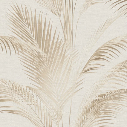 Metallic Palms Wallpaper in Cream