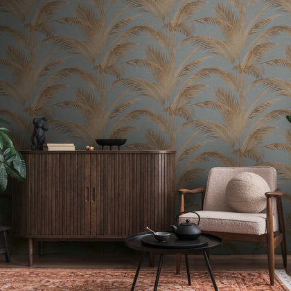 Metallic Palms Wallpaper in Bronze