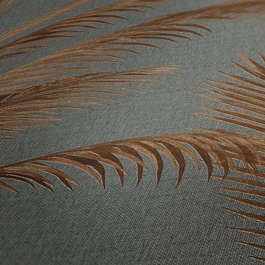 Metallic Palms Wallpaper in Bronze