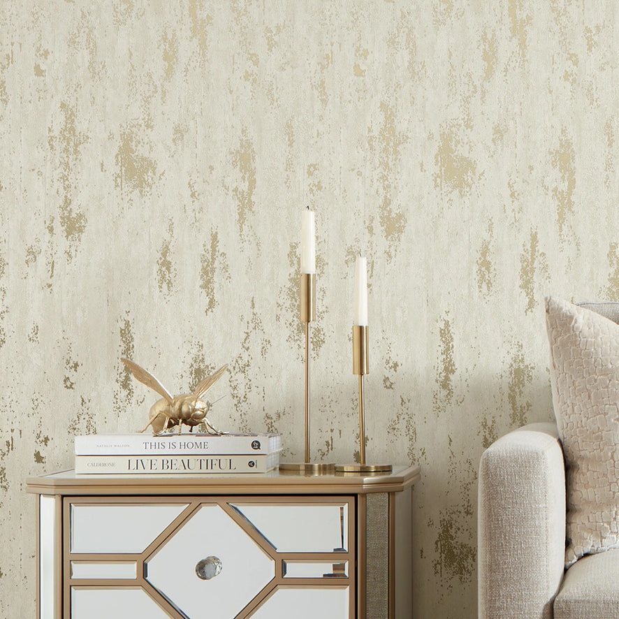 Manhattan Modern Wallpaper in White & Gold