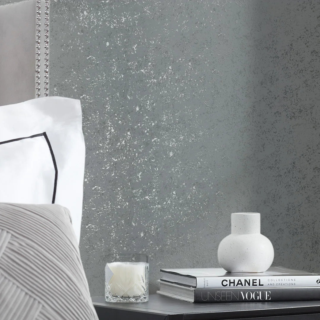 Texture Grey Charcoal Kiss Foil Wallpaper – I Love Wallpaper