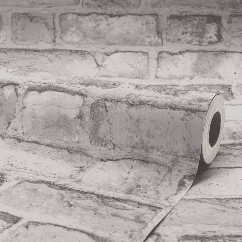 Battersea Brick Wallpaper in Grey