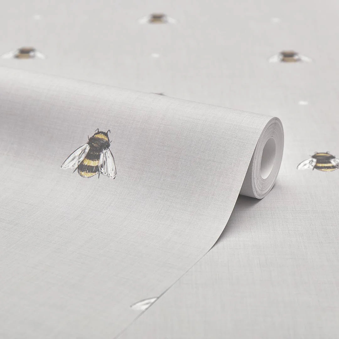 Bumble Bee Wallpaper in Grey