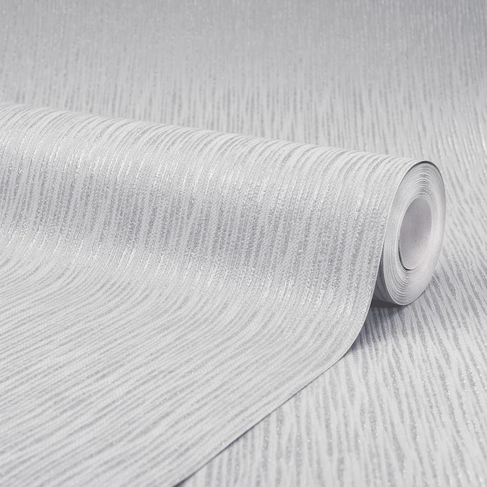 Chelsea Glitter Plain Textured Wallpaper in Soft Grey and Silver
