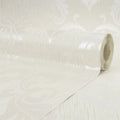 Chelsea Glitter Damask Wallpaper in White and Silver
