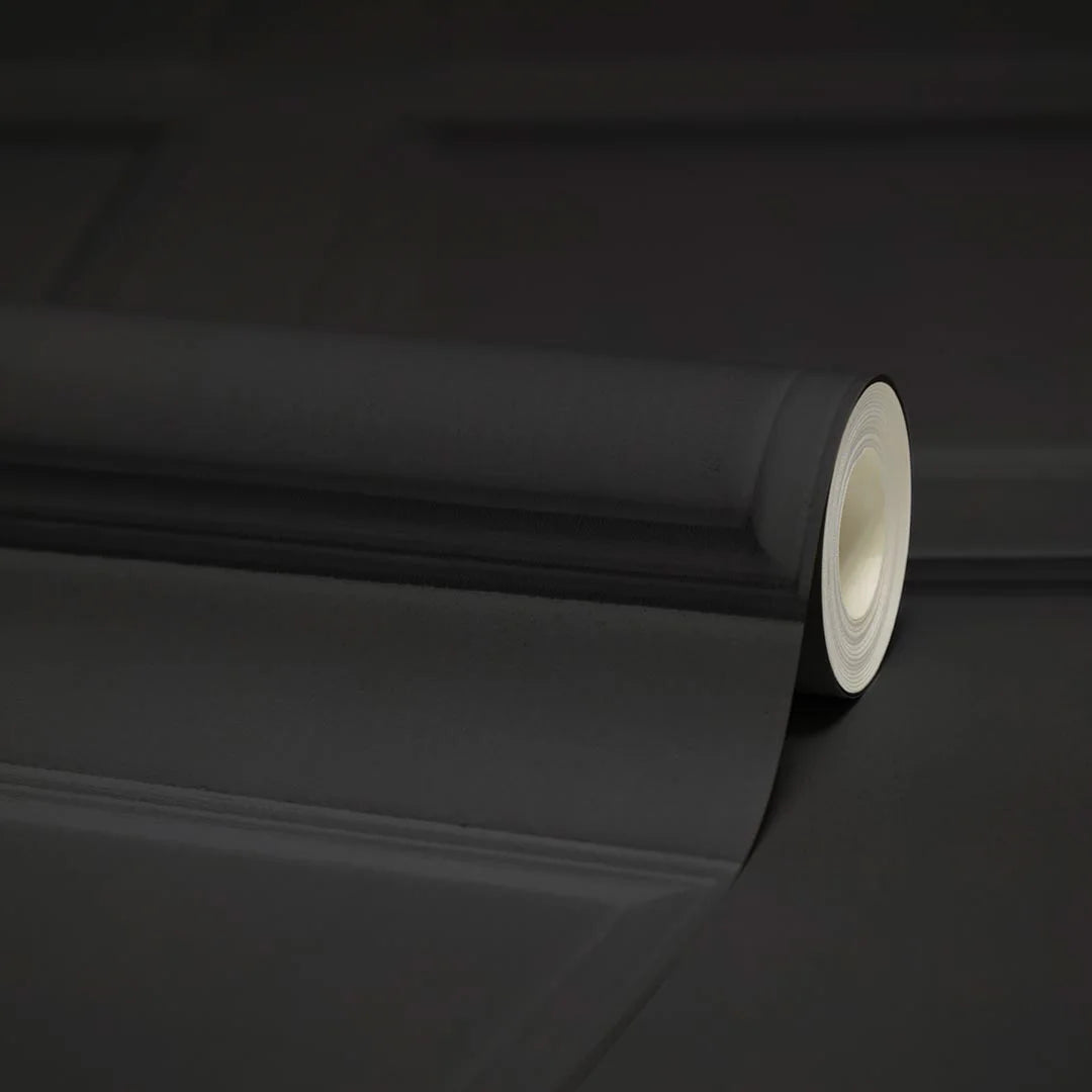 Classic Wood Panel Wallpaper in Charcoal