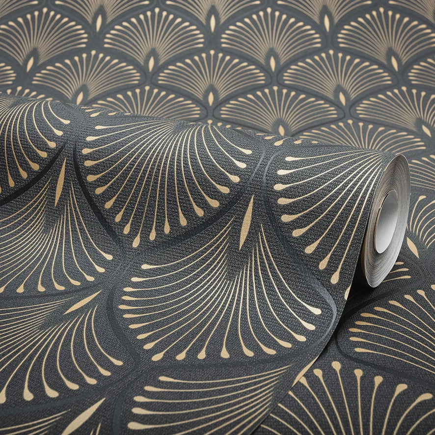 Cleo Geometric Wallpaper in Black – I Love Wallpaper