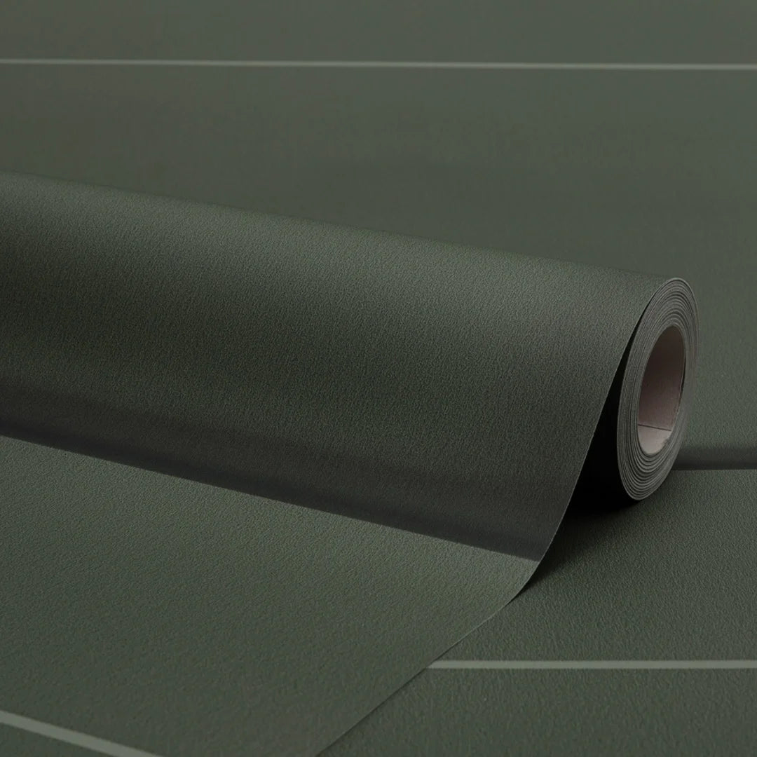 Contemporary Wood Panel Wallpaper in Olive Green