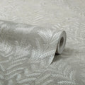 Darjeeling Leaf Metallic Wallpaper in Grey and Silver with Silver Sparkle