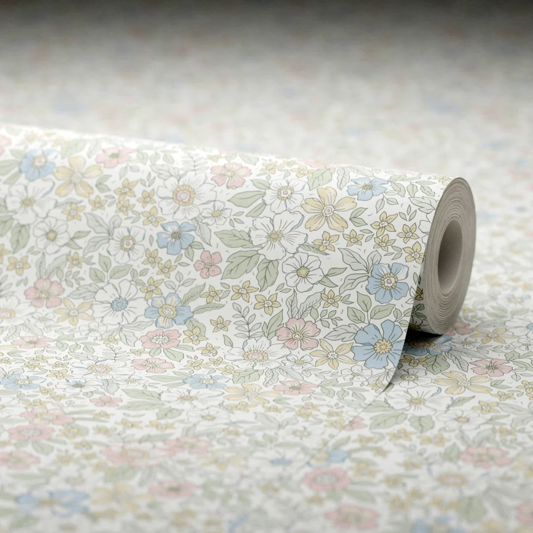 Ditsy Gardenia Wallpaper in Soft Pastels