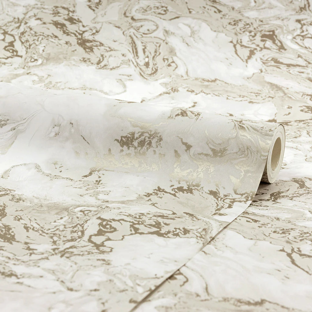 Liquid Marble Wallpaper in Cream