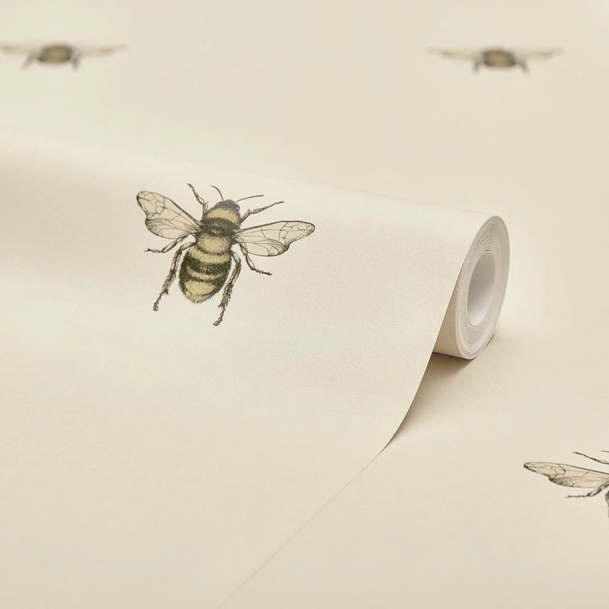 Luxe Bee Wallpaper in Natural