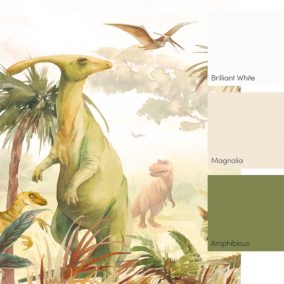Décal Mural Bébé Dinosaures Jurassic Park Aquarelle Démontable - Multicolore Canvaspuzzle