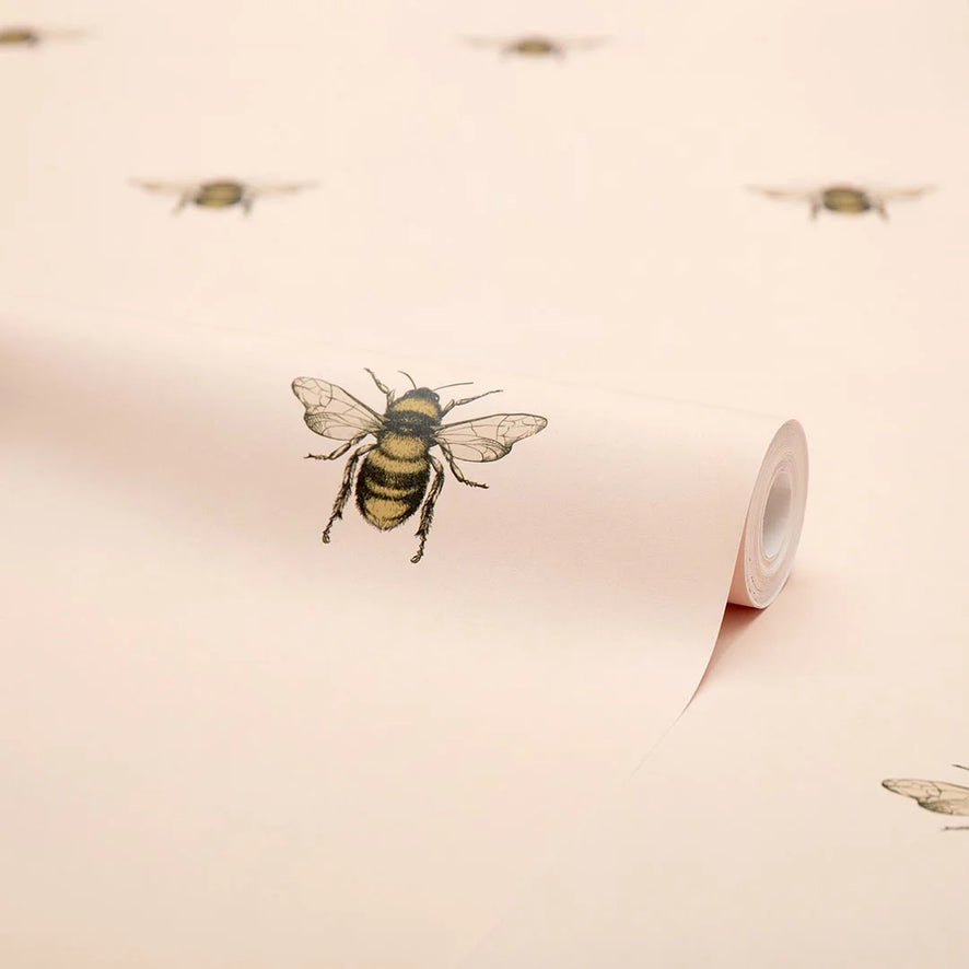 Luxe Bee Wallpaper in Pink