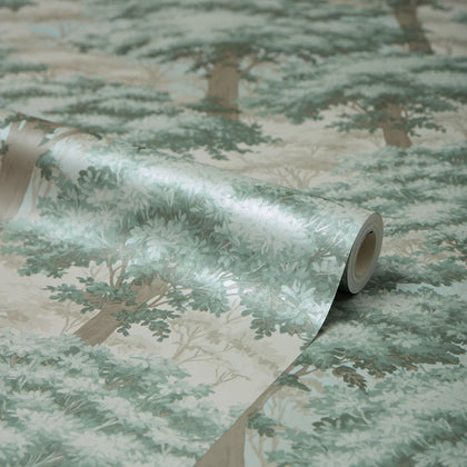 New Forest Toile Wallpaper in Green