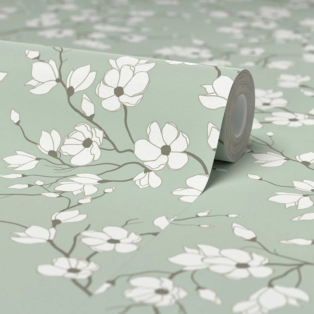 Shop Sage Green Garden Australian Made Subtle Floral Wallpaper Online. –  Olive et Oriel