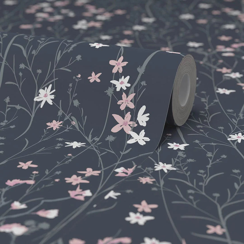 Pink and discount navy wallpaper