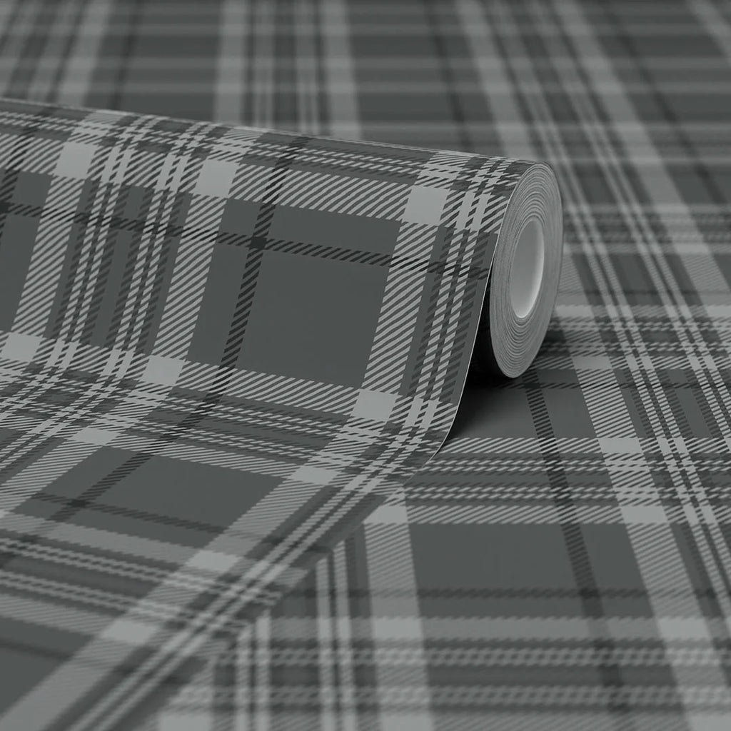 Traditional Check Wallpaper in Charcoal