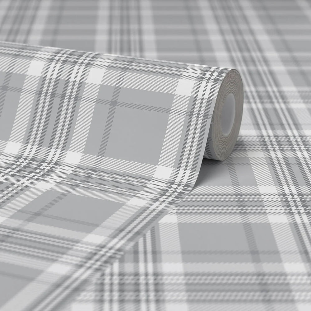 Traditional Check Traditional Check Wallpaper in Grey – I Love Wallpaper