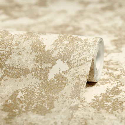 Turin industrial Wallpaper in Cream and Gold