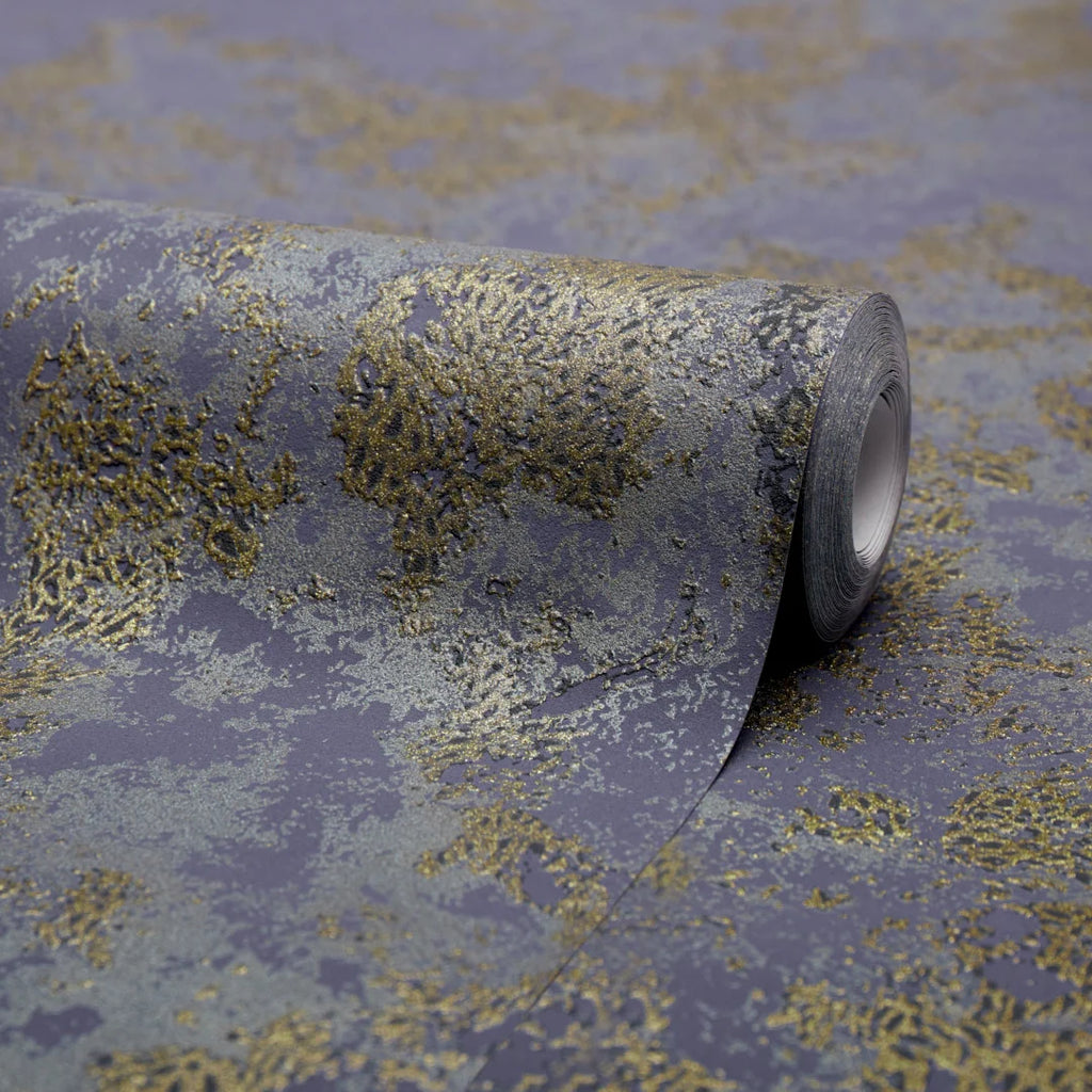 Turin Industrial Wallpaper in Navy and Gold