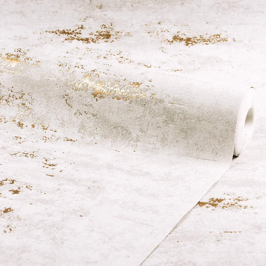 Venice Industrial Metallic Wallpaper in Ivory and Gold – I Love Wallpaper