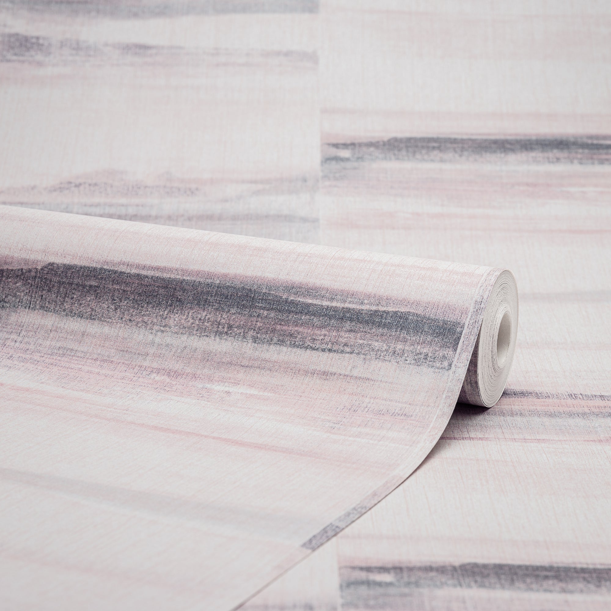 Orla Wide Stripe Metallic Wallpaper in Dusky Pink